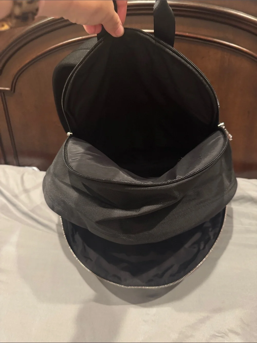 Lacoste Black Men's Backpack with Silver Logo Accent